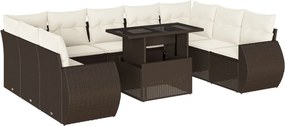 vidaXL 10 részes barna polyrattan kerti ülőgarnitúra párnákkal