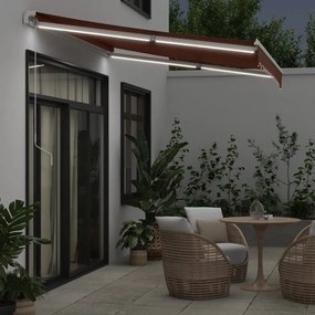 barna kézzel kihúzható LED-es napellenző 300 x 250 cm