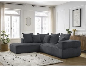 Sötétszürke zsenília sarokkanapé (bal oldali-L alakú) Whesley – Bobochic Paris