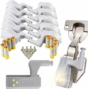 10x Led lámpa szekrény fiókok zsanér ajtó akkumulátor világítás