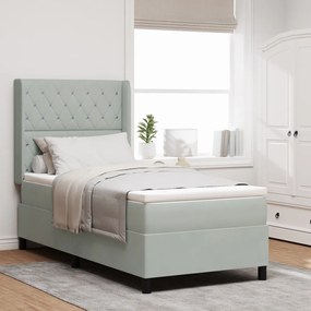 Boxspring Ágy Mattal és LED Fénnyel Szürke 90x190 cm Bársony