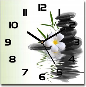 Négyzet alakú üvegóra Orchidea és kövek 30x30