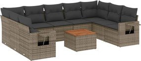 vidaXL 10 részes szürke polyrattan kerti ülőgarnitúra párnákkal