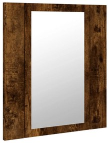 füstöstölgy színű szerelt fa LED-es tükrös szekrény 40x12x45 cm