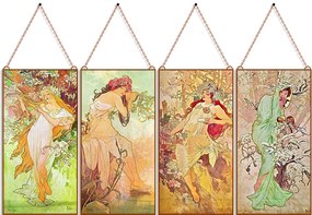 Alfons Mucha - Négy évszak (Garnitúra) üvegkép, falikép
