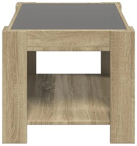 sonoma tölgy szerelt fa dohányzóasztal LED-del 73 x 53 x 45 cm
