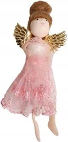Karácsonyfadísz Angyalka konty rózsaszín ruha 17 cm Karácsony