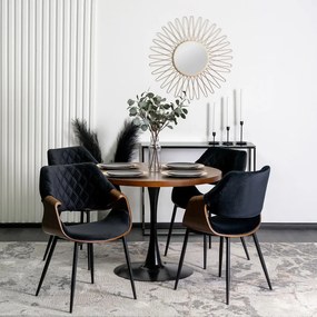Elegáns Bársony Étkezőszék Fekete/Dió Színben. DAKOTA
