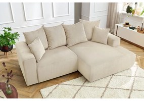 Krémszínű bársony sarokkanapé Enjoy – Bobochic Paris