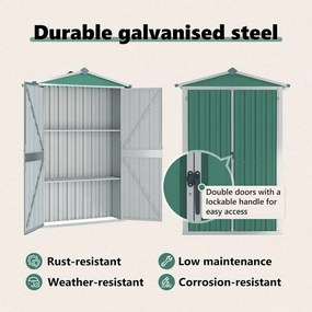 zöld horganyzott acél kerti fészer 116x45x175 cm