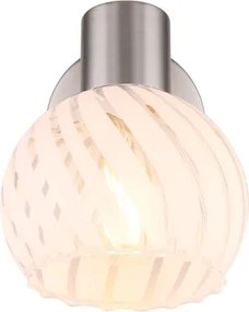Globo 54025-1 Spotlámpa matt króm fém és fehér szatén üveg búrával. BxH:130x150, AL:156, exkl. 1xE27 40W 230V