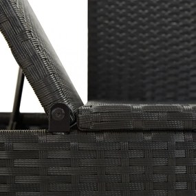fekete polyrattan napozóágy párnákkal
