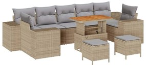 vidaXL Kerti Kanapé Szett párnával 10 pcs Bézs polirattan