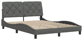 sötétszürke szövet ágykeret LED-es matrac nélkül 140x200 cm