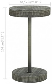 szürke polyrattan kerti asztal 60,5 x 106 cm