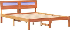 vidaXL Ágykeret fejtámlával Faggyú barna 120 x 200 cm Tömör fenyőfa