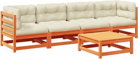 vidaXL 5 részes viaszbarna tömör fenyőfa kerti ülőgarnitúra párnákkal