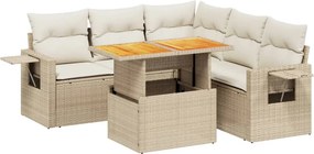 vidaXL 6 részes bézs polyrattan kerti ülőgarnitúra párnával