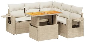 vidaXL 6 részes bézs polyrattan kerti ülőgarnitúra párnával