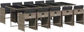 vidaXL 11 részes szürke polyrattan kerti ülőgarnitúra párnákkal