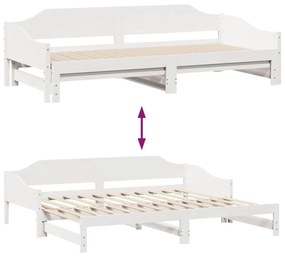 fehér tömör fenyőfa kihúzható kanapéágy 90 x 200 cm