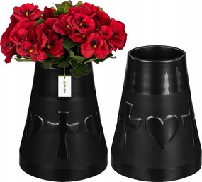 2x Flakon váza Grafit mécses szív 25x21cm kompozíció temető sír