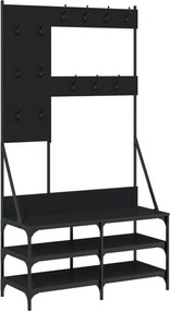 vidaXL fekete ruhafogas cipőpolccal 100x40x184 cm