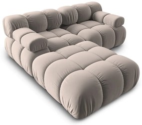 Világosbarna bársony moduláris sarokkanapé (variálható) Bellis – Micadoni