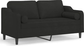 vidaXL 2 személyes fekete szövet kanapé díszpárnákkal 140 cm