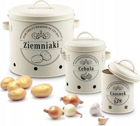 3 db-os tárolódoboz szett Burgonya Hagyma Fokhagyma krém