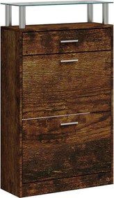 vidaXL füstös tölgy színű szerelt fa cipősszekrény 63x24x104 cm