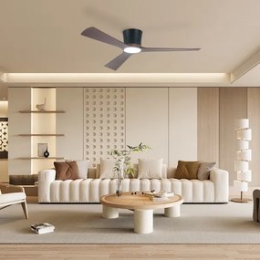 ZEVENTI - LED mennyezeti ventilátor AUREX LED/24W/230V Wi-Fi Tuya fekete/dió + távirányító