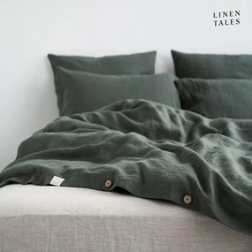 Sötétzöld kétszemélyes-hosszabbított len ágyneműhuzat 200x220 cm – Linen Tales