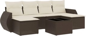 vidaXL 7 részes barna polyrattan kerti ülőgarnitúra párnákkal