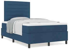 Box Spring Ágy Mattal Kék Kicsi Dupla Szövet