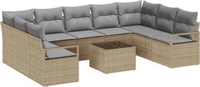vidaXL Kerti Kanapé Szett 10 pcs Beige és Világosszürke polirattan