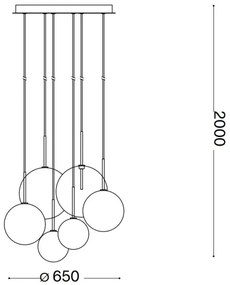 Ideal Lux - LED Csillár zsinóron EQUINOXE 6xG4/2W/230V átm. 65 cm réz/átlátszó
