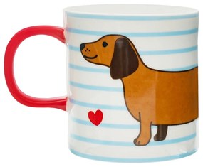 Kék-barna porcelán bögre 300 ml Sausage Dog – Sass &amp; Belle