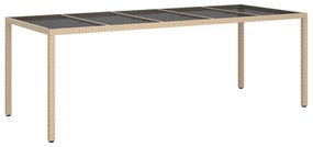 Kerti Étkezőasztal Bézs 250x100x75 cm Polirattan