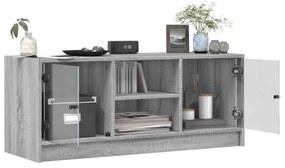 szürke sonoma színű TV-szekrény üvegajtókkal 102 x 37 x 42 cm