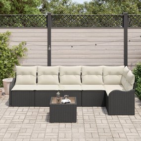 6 darabos Kert Sofa Szett Párnákkal Barna Poli Rattan, 2 személyes Kert Sofa Tárolóval és Párnákkal Fekete Poli Rattan