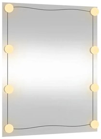 téglalap alakú üveg falitükör LED fényekkel 50 x 60 cm