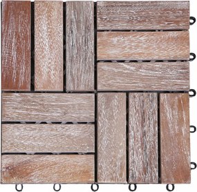 33 db tömör újrahasznosított fa padlólap 30 x 30 cm