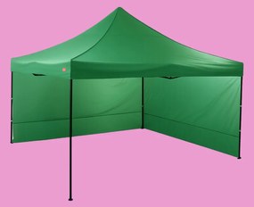 Gyorsan felállítható ollós sátor 4x4 m – acél szerkezet, Zöld, 2 oldalfal