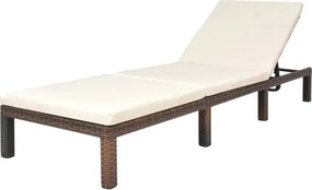 vidaXL barna polyrattan napozóágy párnával