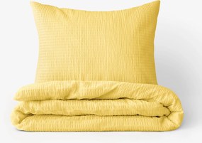 Goldea krepp ágyneműhuzat - sárga 140 x 200 és 70 x 90 cm