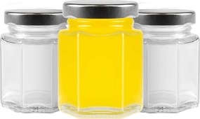 12x Befőttesüveg 110ml Hatszögletű méz fűszertartó