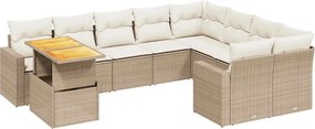vidaXL 10 részes bézs polyrattan kerti ülőgarnitúra párnával