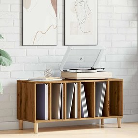 kézműves tölgy színű szerelt fa hanglemezszekrény 100x38x48 cm