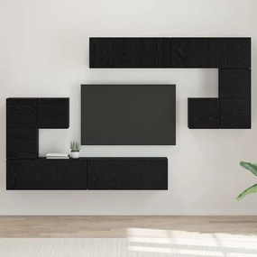 TV szekrény garnitúra Falra szerelhető 8 pcs Musta tammi